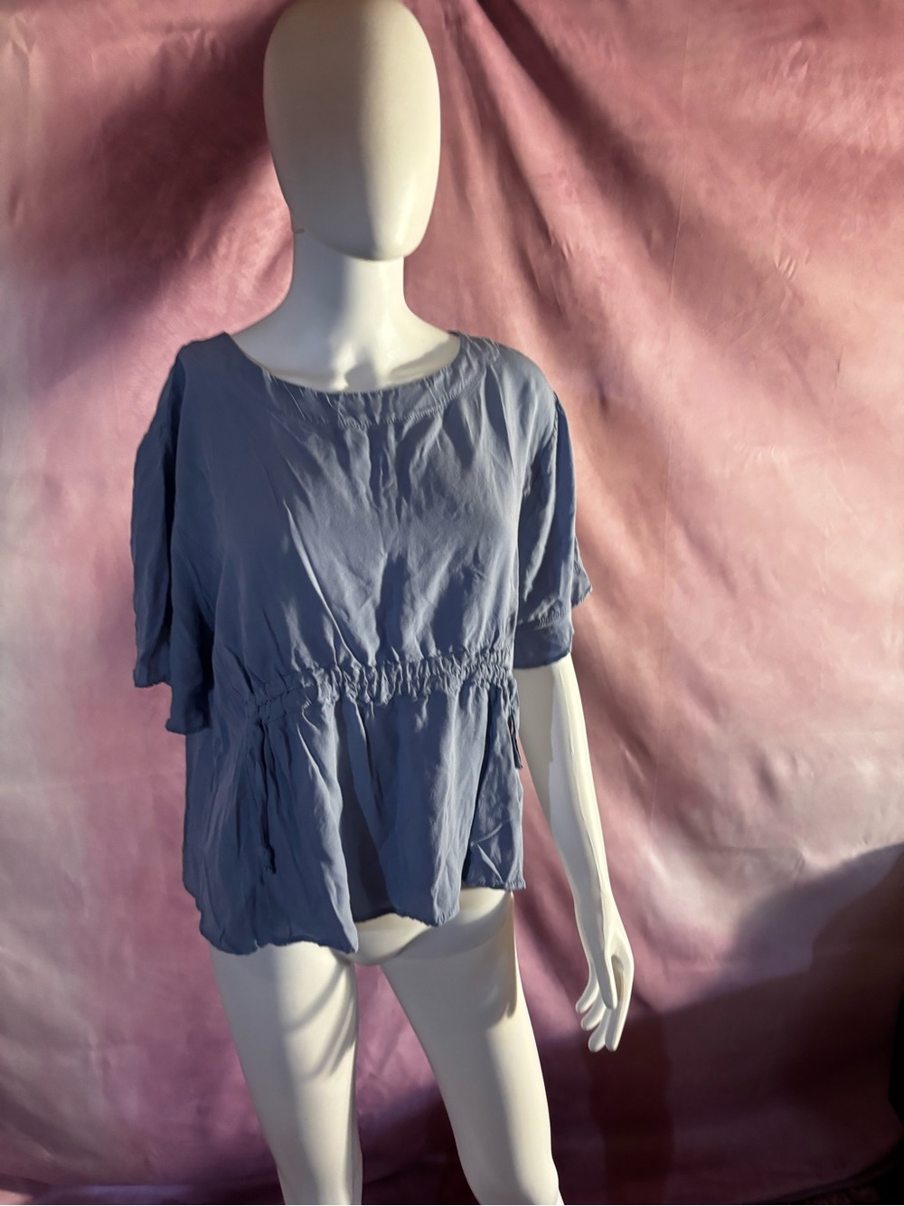Relaxed Light Blue Women's Peplum Tunic Top
